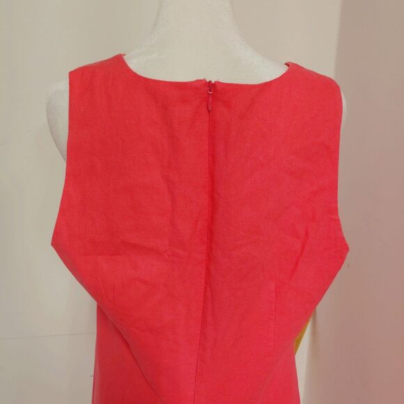 J. Crew Women's  Scalloped Linen Blend Shift Dress Guava Pink Size 8 - Picture 3 of 7